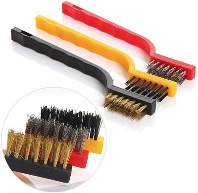 HM EVOTEK Plastic Gas Stove Cleaning Wire Brush Kitchen Tools Metal Fiber Strong Brush K4 Nylon Wet and Dry Brush(Multicolor, 3 Units)