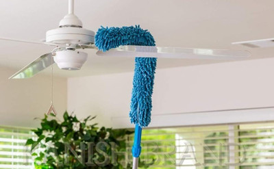sunrta Fan Cleaning Duster With Handle Washable Duster For High Ceiling Fans,Furniture Microfibre Wet and Dry Broom(Blue)