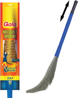 GALA No Dust Broom with Extendable Long Handle Grass, Fiber Dry Broom(Multicolor)