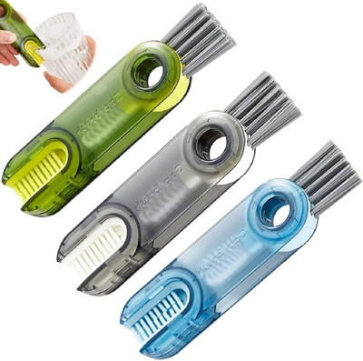 Meswarn 3PCS Tiny Bottle Cup Lid Detail Brush 3 in 1 Multifunctional Nylon Wet and Dry Brush(Multicolor, 3 Units)