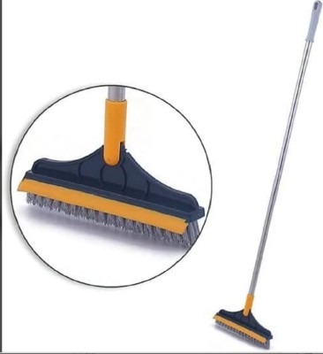 QinPin Multipurpose 2 in 1 Floor Cleaner Brush and Wiper Easy Floor, Glass Cleaning Fiber Wet and Dry Broom(Multicolor)