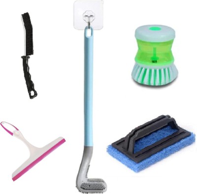 QinPin Premium Bathroom 5 Set Cleaning Combo: Toilet Brush, Tile, Wiper & Gap Brushes(Multicolor)