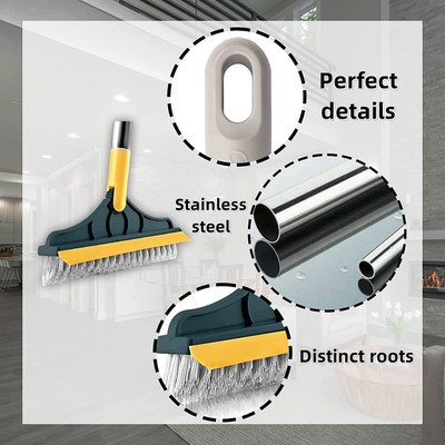 HELTROW 2 in 1 Brush with Wiper Fiber Wet and Dry Brush Plastic Wet and Dry(Yellow (Multicolor))