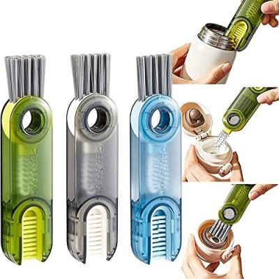 DIOXIT 3 in 1 Cup Lid Gap Cleaning Brush Multipurpose Bottle Gap Cleaner Brush Microfibre Wet and Dry Brush(Multicolor, 3 Units)