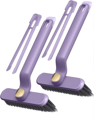 LUSFIRO 360 Degree Rotating No Dead Corners Hard Bristle Crevice Gap Brush(1P) Silicone Wet and Dry Brush(Purple, 2 Units)