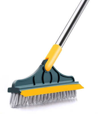 UNITYSALES 2 in 1 Floor Scrub Brush, Floor Scrub Brush With Wiper Long Handle Cleaner Brush Fiber Wet and Dry Brush(Multicolor)