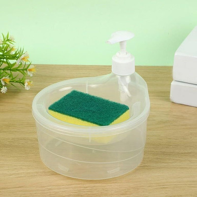 AXU TRADERS Double 2 in 1 Liquid soap Dispenser with Scrubber For Kitchen 250 ml Liquid Microfibre Wet and Dry Brush(Multicolor)