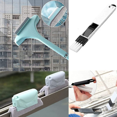 HAPANI STORE Window Groove Frame Cleaning Brush and Dust Cleaning Brush & Mesh Screen wiper Plastic Wet and Dry Brush(Multicolor)
