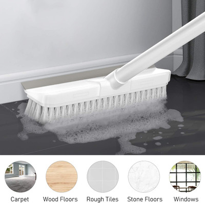 Noetic Bathroom tiles cleaner brush with long handle floor scrubber squeegee cleaning Plastic Wet and Dry Brush(Multicolor)