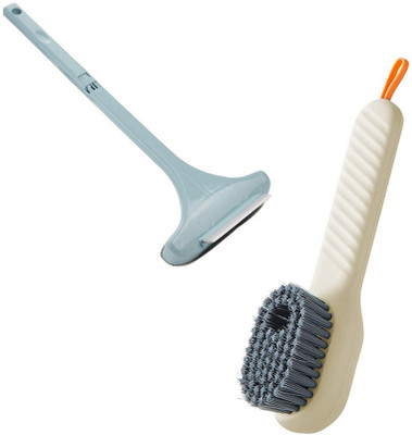 Masox Store Soap Dispensing Cleaning Brush with Handle, Window Cleaner 2 in 1 Wiper Brush K4 Plastic Wet and Dry Brush(Multicolor, 2 Units)