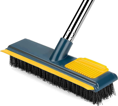 Leplion 2 in 1 Floor Scrub Brush with Squeegee and Teetch,Floor Srubber Microfibre Wet and Dry Brush(Multicolor)