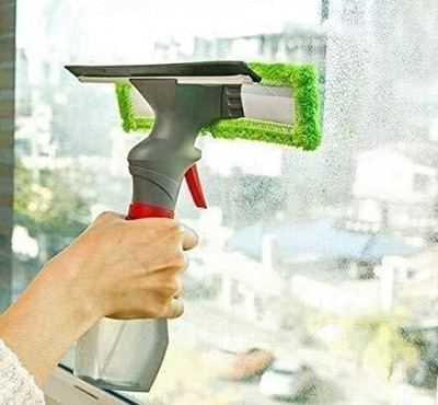 KRIYAART Window glass cleaner spray with wiper brush mop Microfibre Wet and Dry Brush(Multicolor)