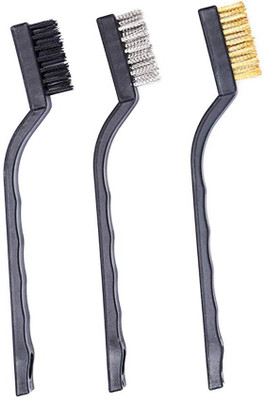exportik 3pcs Mini Wire Brush Set (Steel/Nylon/Brass Brush) Handle Scratch Brush(Pack of 3)