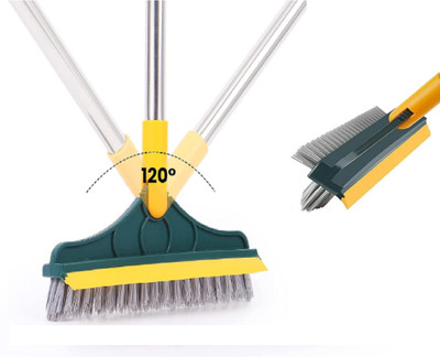 QinPin 3-in-1 Multi-Functional Cleaning Brush for Bathroom & Floor with Wiper Scrubber Fiber Wet and Dry Brush(Multicolor)