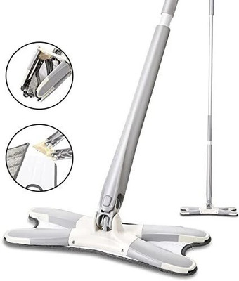 Nirviklpe Brush_360 Degree Microfiber X shape mop Microfibre Wet and Dry Brush(Grey, White)