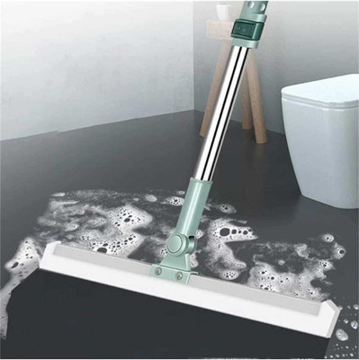 GTF-RG Magic Broom Scraping Besom Silicone Floor Squeegee Broom with Long Handle Silicone Wet and Dry Broom(Silver)