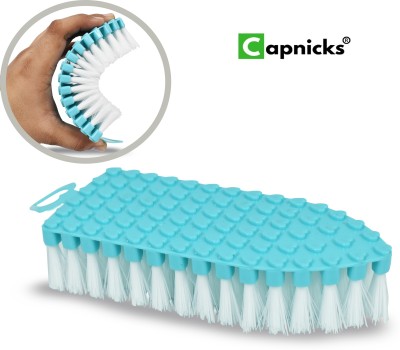 capnicks Flexible Brush Soft bristles for Cloth Washing, Tiles, Floor, Sink (1) Plastic Wet and Dry Brush(Blue)