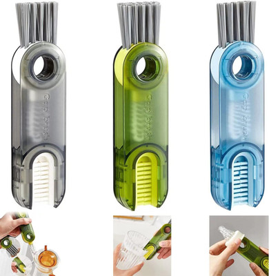 RUDHJAL 3 in 1 Multifunctional Cleaning Brush,3 in 1 Cup Lid Cleaning Brush Set Nylon Wet and Dry Brush(Multicolor, 3 Units)
