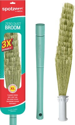 Spotzero Zero dust Broom XL Floor Cleaning| XL, Aqua Green Plastic, Fiber Wet and Dry Broom(Green)