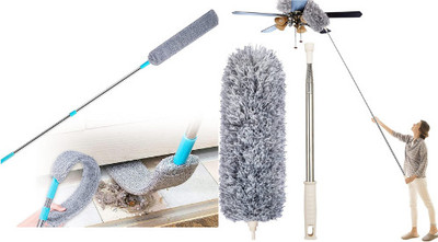 JHWOQU Microfiber Duster 100 inch ExtensionPole with Cleaning Ceiling Fan High Ceiling Microfibre Wet and Dry Brush(Multicolor)
