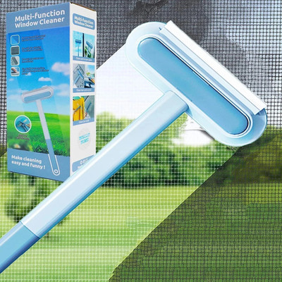 Prachi 5 in 1 Mesh Cleaning Brush & Wiper Double-Sided Window Cleaner Detachable Plastic Wet and Dry Brush(Blue)