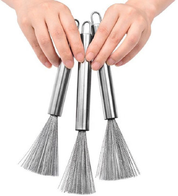 RBGIIT Multifunctional Cleaning Brush Whisk Cleaner Tool Dish Washing Steel Brush K8 Stainless Steel Scrub(Medium, Pack of 3)