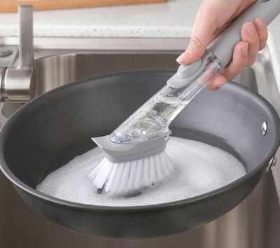 CRIYALE Kitchen Cleaning Brush Scrubber Dish Bowl Washing Sponge brush (pack of 1) Plastic Wet and Dry Brush(Grey)