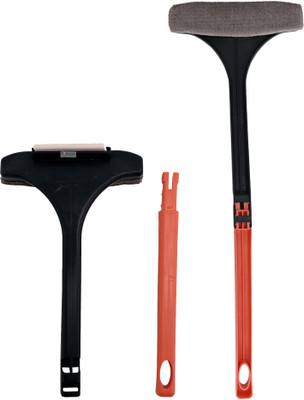 HOMESTIC Pack of 2 Multifunctional 2-in-1 Cleaning Brush for Windows Net | Orange & Green Plastic Wet and Dry Brush(Orange, Green, 2 Units)