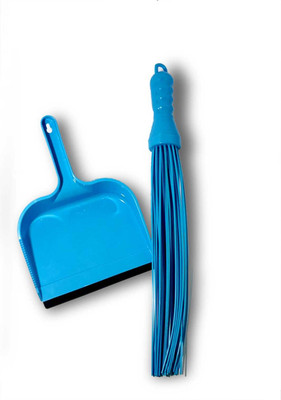 asha ent Broom & Dustpan Set, Stick Broom with Matching Dust Collector for Home Cleaning Plastic Wet and Dry Broom(Blue, 2 Units)