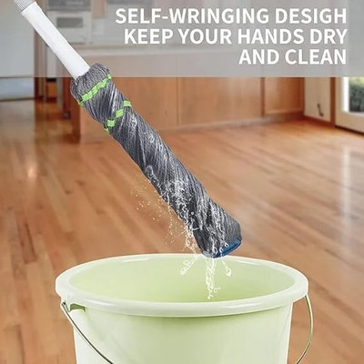 Mesmera string round mop Microfibre Wet and Dry Broom(Grey)
