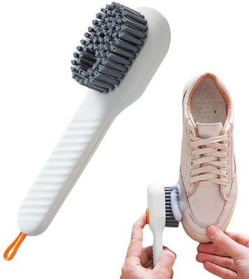 Fulkiza Soap Dispensing Cleaner Brush with Handle Reusable Washing Brush for Shoe Clothe Plastic Wet and Dry Brush(Multicolor)
