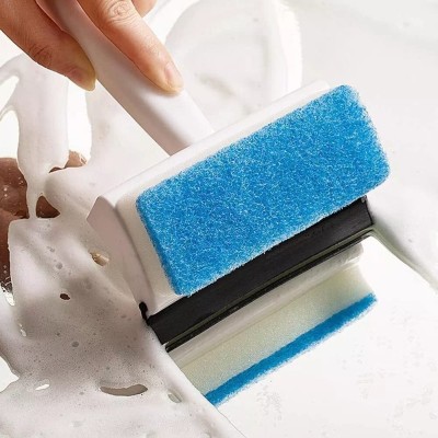 MOREMOTION Window Glass Cleaning Brush Mirror Grout Tile Cleaner Plastic Wet and Dry Brush Microfibre Wet and Dry Brush(Multicolor)