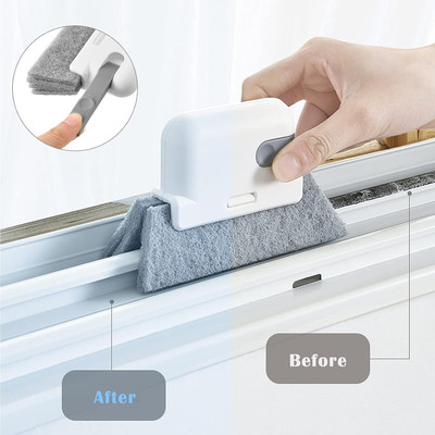 DIYAL ENTERPRISE Window Groove Frame Cleaning Brush and Dust Cleaning Brush & Mesh Screen Microfibre Wet and Dry Brush(White)