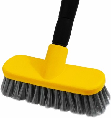 CLASSY TOUCH CLASSY TOUCH Tile Brush with Extendable Telescopic Long Handle for Cleaning Nylon Wet and Dry Broom(Yellow)