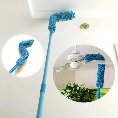 HIFEN Feather Microfiber Duster with Extendable Rod Fan Car Home Office Cleaning Tools Microfibre Wet and Dry Broom(Multicolor)