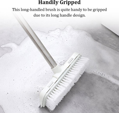 seox 2 in 1 Tiles Cleaning Brush Bathroom Floor , Bathroom Floor Cleaning Brush Plastic Wet and Dry Broom(White)