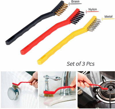 Priyansh Multi Utility Brush For Kitchen Cleaning, Removing Rust, Wire Brushes Set Nylon Wet and Dry Brush(Multicolor, 3 Units)