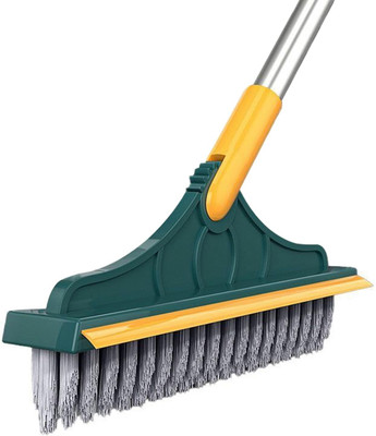HM EVOTEK Bathroom Cleaning Brush with Wiper 2 in 1 Tiles Cleaning Brush Floor Scrub Plastic Wet and Dry Broom(Multicolor)