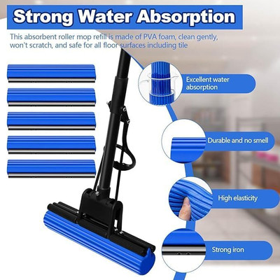 KPDREAMLAND self-wringing sponge mop Sponge Wet and Dry Broom(Multicolor)