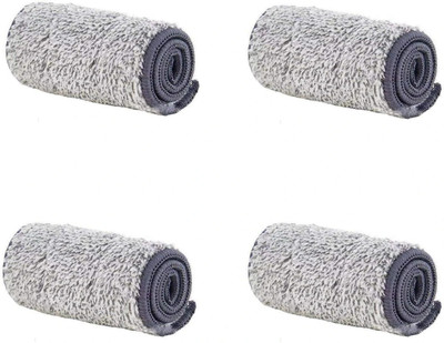 V2H Two Way Lock Mop cloth For Small Bucket Mop( 32CM X 12CM, Pack of 4 Mop Cloth) Microfibre Wet and Dry Brush(Grey, 4 Units)
