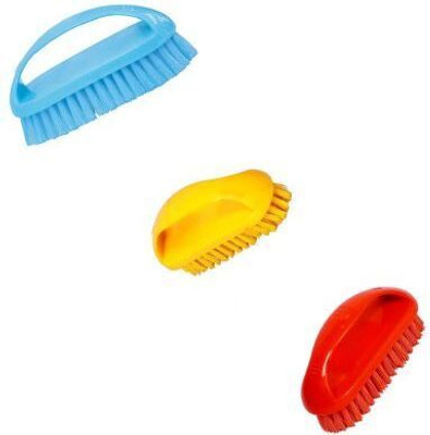 Mohprit Cloth Brush, Scrubbing Brush with Handle, Soft Bristles for Clothes Plastic Wet and Dry Brush(Multicolor, 3 Units)