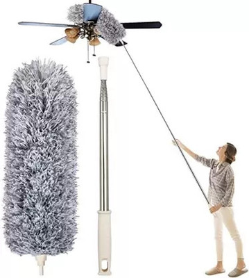 rehbar Cleaning Brush Feather Microfiber Duster with Extendable Rod Dust Cleaner Duster Microfibre Wet and Dry Broom(Grey)