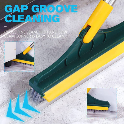 M D ENTERPRISE Bathroom Cleaning Brush with Wiper 2 in 1 Tiles Cleaning Brush Plastic Wet and Dry Broom(Multicolor)