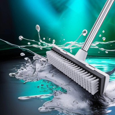 ONEFLESH Bathroom Cleaning Brush with Wiper 2 in 1 WHITE BRUSH Microfibre, Plastic Wet and Dry Brush(White)