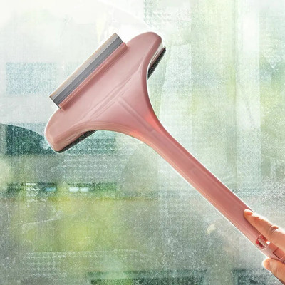 GARIHC ENTERPRISE 2 in 1 Mesh Cleaning Brush & Wiper with Extended Handle Window Cleaning Brush Plastic Wet and Dry Broom(Pink)