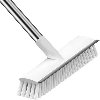 JHWOQU 2 in 1 Tile Cleaning Brush Bathroom Floor Scrub with Long Handle Rotatable Brush Microfibre Wet and Dry Brush(Multicolor)