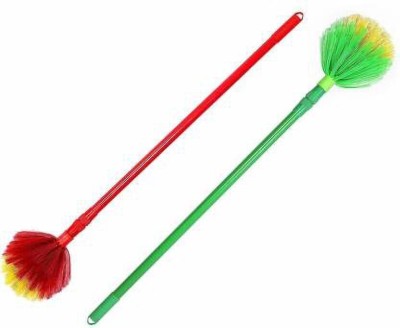 Philocaly Enterprise Wet and Dry Broom Plastic Dry Broom(Green, Red, Blue, 2 Units)