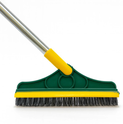 Nxtnova 2-in-1 Bathroom Cleaning Brush Wiper for Tiles & Floor | Long Handle Wet & Dry Plastic Wet and Dry Brush(Green)