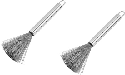 SPIRITUAL HOUSE Pot Brush Cooking Set Stainless Steel Cleaner K8 Kitchen Tool Set pack of 2 Sponge Wet and Dry Brush(Steel, 2 Units)