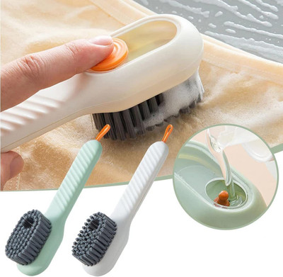 SOURAV Multipurpose Household & Shoe Cleaning Brush With Handle & Hang Hole Silicone Wet and Dry Brush(Multicolor)